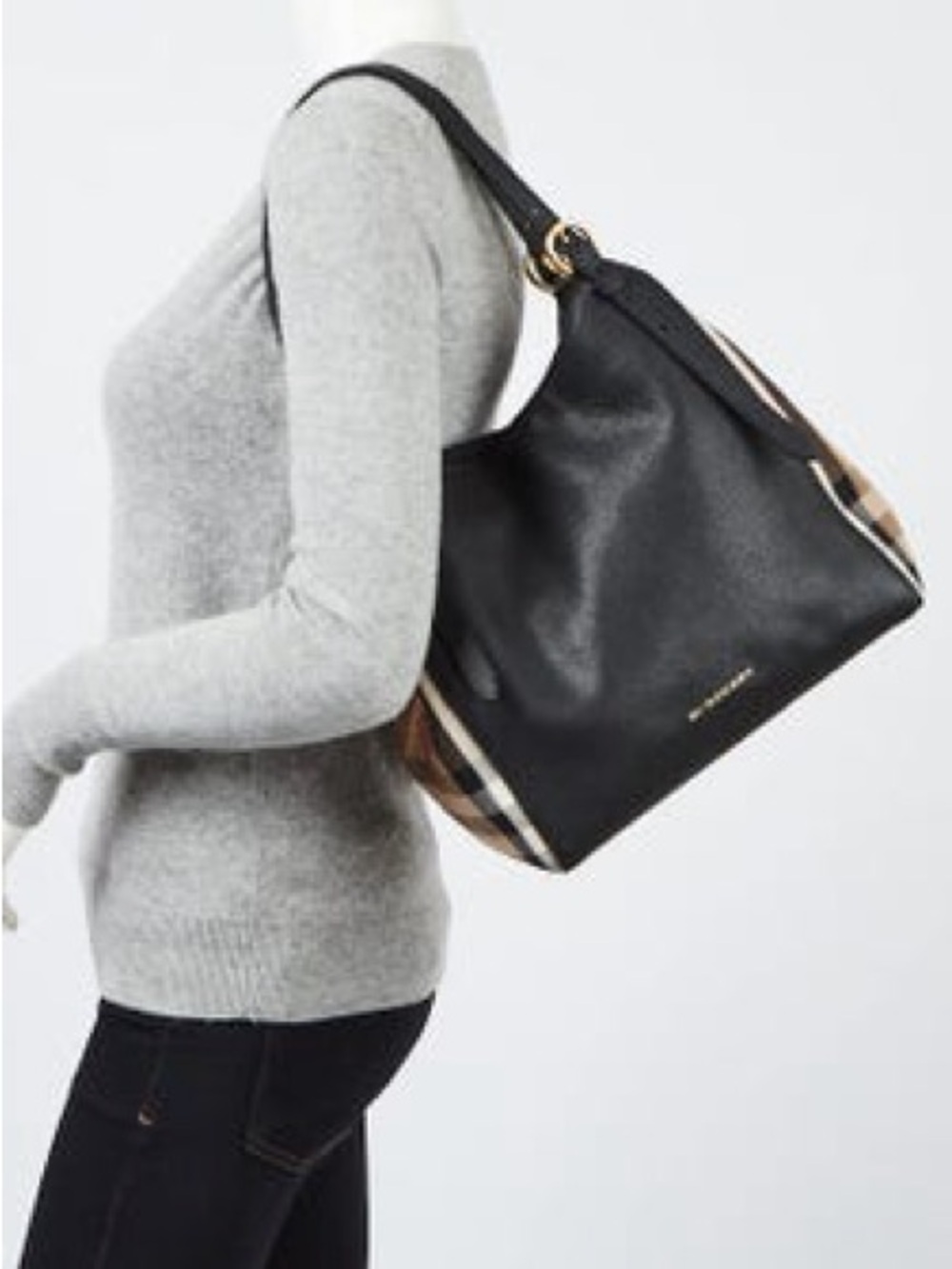 Burberry House Check Derby Canterbury Tote, Black Leather, Authentic, Like New - Picture 14 of 14